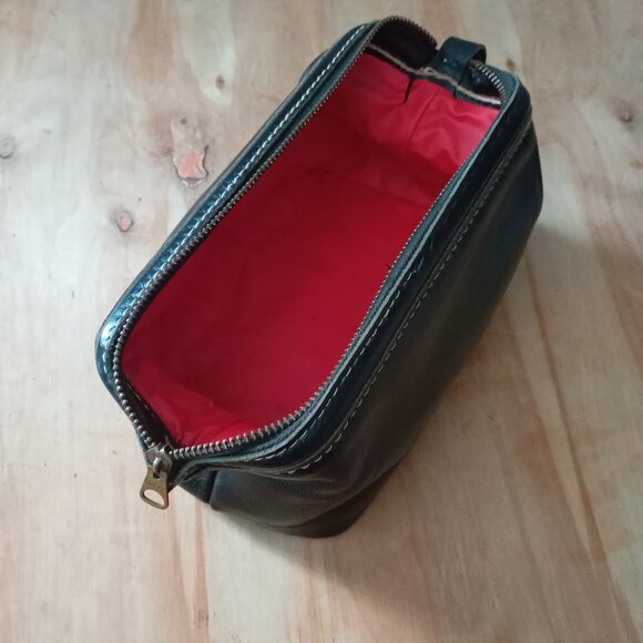 Vintage SWANK Leather Dopp Kit Bag and Folding Leather Slipper Set/ Gift For Him - Picture 7 of 12